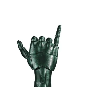 The old robot arm is scratched. 3d rendering. On a white background Stock Illustration