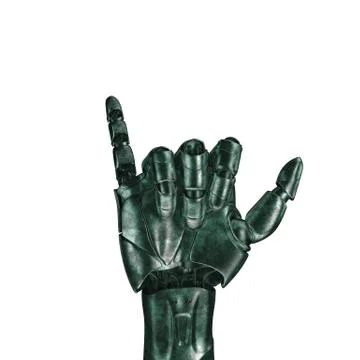 The old robot arm is scratched. 3d rendering. On a white background イラスト素材