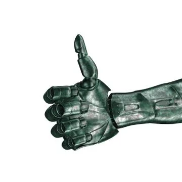 The old robot arm is scratched. 3d rendering. On a white background Stock Illustration