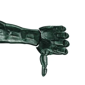 The old robot arm is scratched. 3d rendering. On a white background Stock Illustration