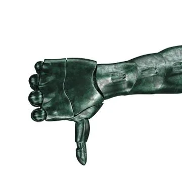 The old robot arm is scratched. 3d rendering. On a white background イラスト素材