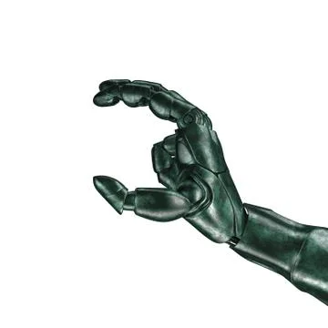 The old robot arm is scratched. 3d rendering. On a white background イラスト素材