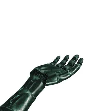 The old robot arm is scratched. 3d rendering. On a white background Stock Illustration