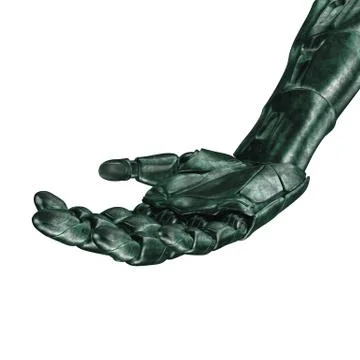 The old robot arm is scratched. 3d rendering. On a white background Stock Illustration