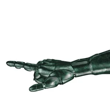 The old robot arm is scratched. 3d rendering. On a white background イラスト素材