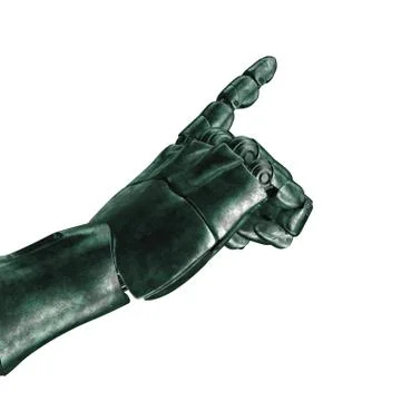 The old robot arm is scratched. 3d rendering. On a white background Stock Illustration