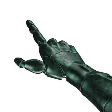 The old robot arm is scratched. 3d rendering. On a white background Stock Illustration