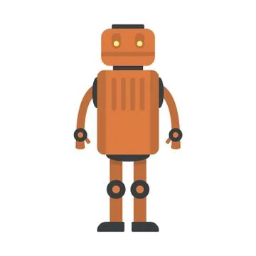 Old robot icon, flat style Illustrazione stock