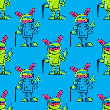 Old robot seamless pattern Stock Illustration