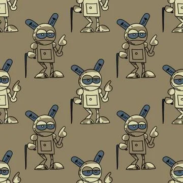 Old robot seamless pattern 스톡 일러스트