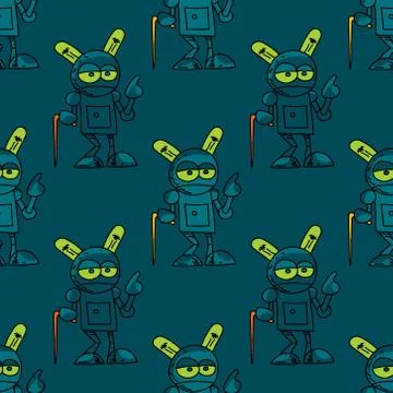 Old robot seamless pattern Illustrazione stock