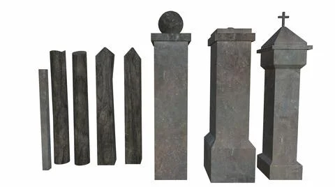 Old rock pillars on a white background 3d-rendering 스톡 일러스트
