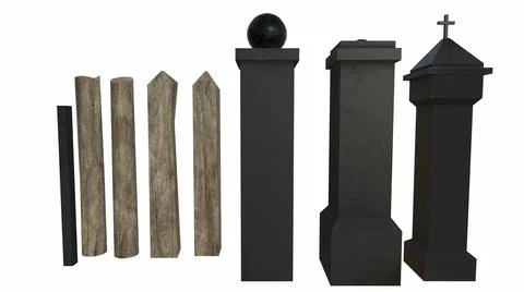 Old rock pillars on a white background 3d-rendering イラスト素材