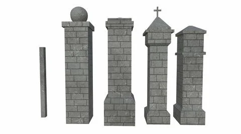 Old rock pillars on a white background 3d-rendering イラスト素材