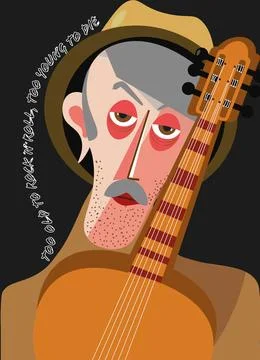 Old rocker in hat Stock Illustration