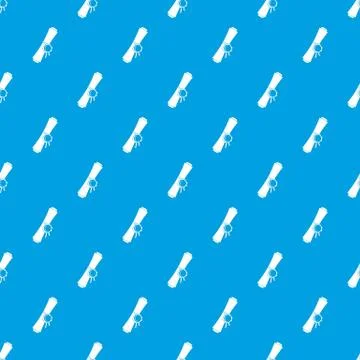 Old rolled paper with a red wax seal pattern seamless blue Stock Illustration
