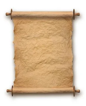 Old rolled parchment vertical on white background Stock Photos