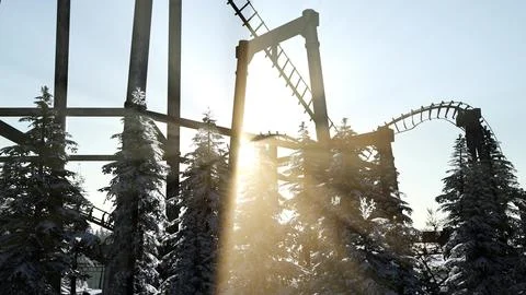 Old Roller Coaster at Sunset Stock Illustration