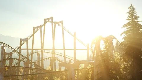 Old Roller Coaster at Sunset Stock Illustration