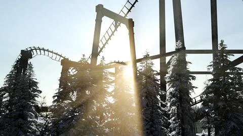 Old Roller Coaster at Sunset Stock Illustration