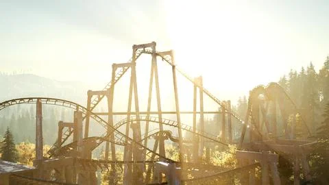 Old Roller Coaster at Sunset Stock Illustration