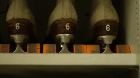 Old roller skates - long dolly shot Stock Footage 914557