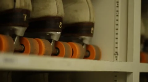 Old roller skates - pan Stock Footage 914607