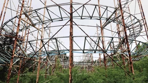 Old rollercoaster abandoned Stock Footage 63747558