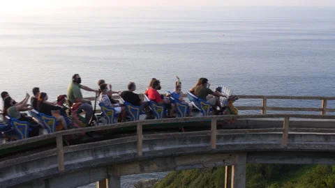 Old Rollercoaster in Slow Motion Stock Footage 162554477