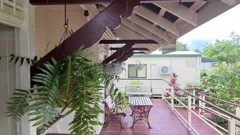 Old Rollingstone Railway Station Veranda at Balgal Beach Stock Footage 160517870