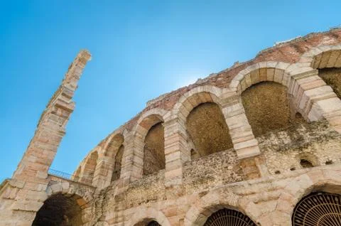 Old roman arena, ancient roman ampitheater in Verona, Italy Stock Photos