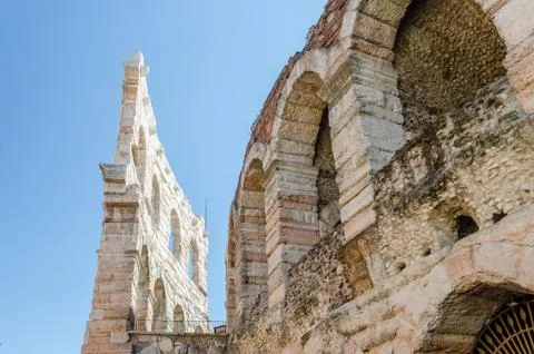 Old roman arena, ancient roman ampitheater in Verona, Italy.. Stock Photos