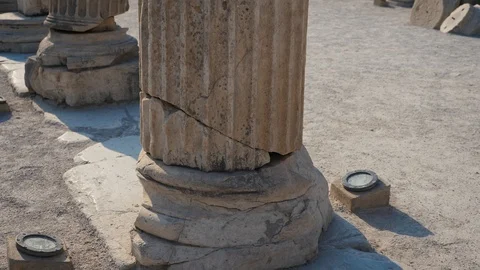 Old roman column close up Stock Footage 114228613
