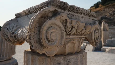 Old roman column close up at the roman ruins Stock Footage 114228564