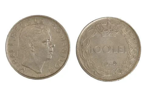 Old romanian monet hundred lei. Stock Photos