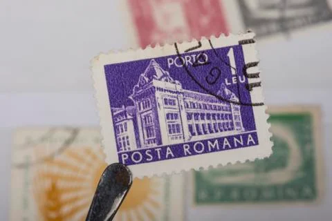 Old Romanian  stamp Stock Photos