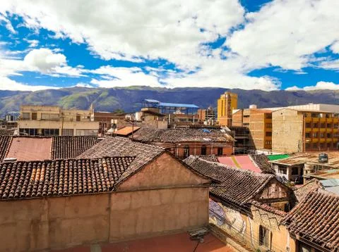 Old roofs from old constructions in the ancient part of a city Foto stock