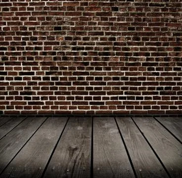 Old room with brick wall . ready for product montage display. Fotos Stock