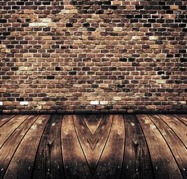 Old room with brick wall . ready for product montage display. Stock Photos