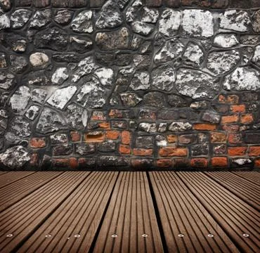 Old room with brick wall . ready for product montage display. Stock Photos