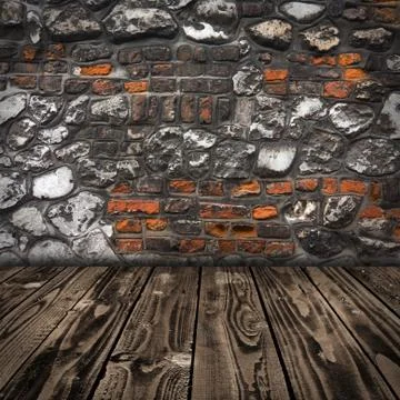 Old room with brick wall . ready for product montage display. 스톡 사진