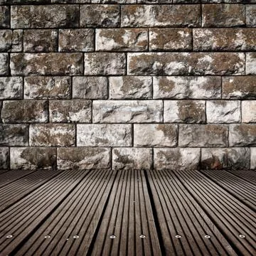 Old room with brick wall . ready for product montage display. Stock Photos