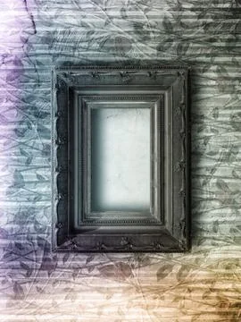 Old room, grunge interior with frames in style baroque 스톡 사진
