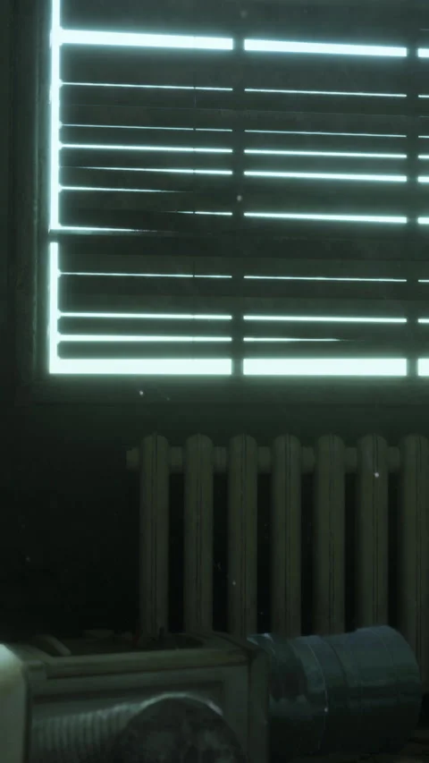 Old room with sunlight coming through the window and clutter on the floor Video stock 337971208