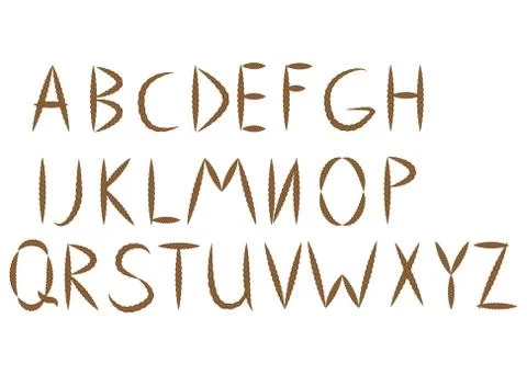 Old rope hand drawn alphabet letters from A to T イラスト素材