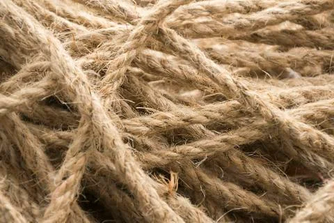 Old rope strings background structure. Rough cord pattern. Foto stock