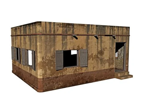 Old rotted barakke on construction site Stock Illustration