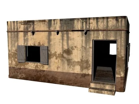 Old rotted barakke on construction site Stock Illustration