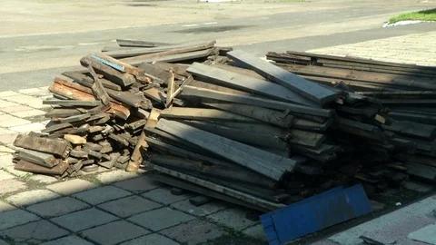Old rotten boards. Rusty nails stick out Stock Footage 115328761