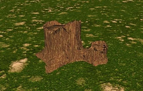 Old rotting tree stump in the forest Illustrazione stock